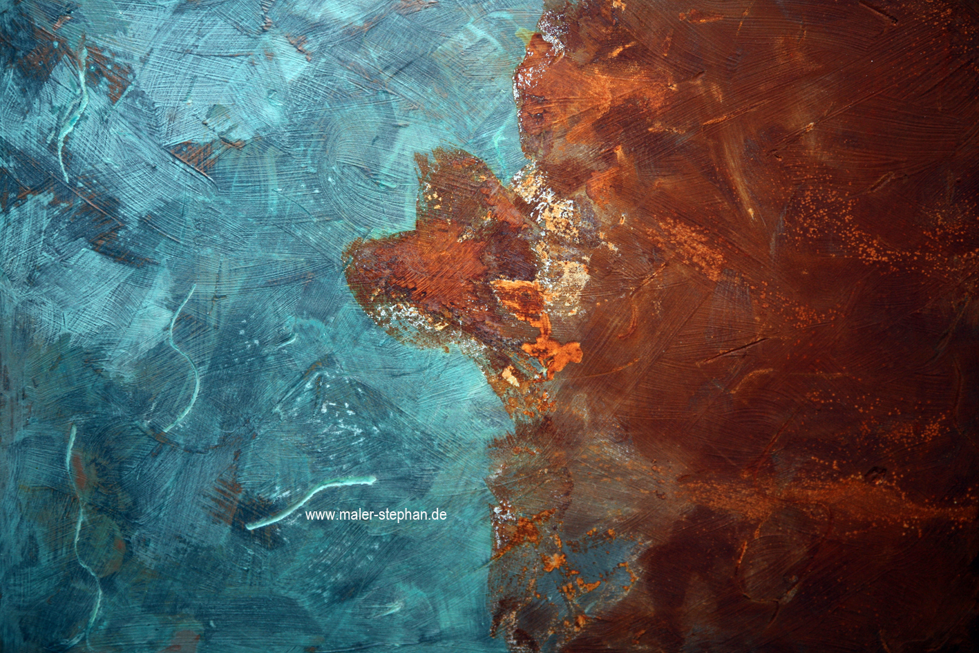 Edelrost und Bronze-Technik auf Wandfl�che